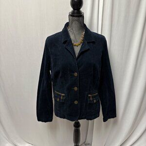 Gitano Navy Navy Blue Corduroy Button-Up Jacket Womens Size XL Preppy Academia